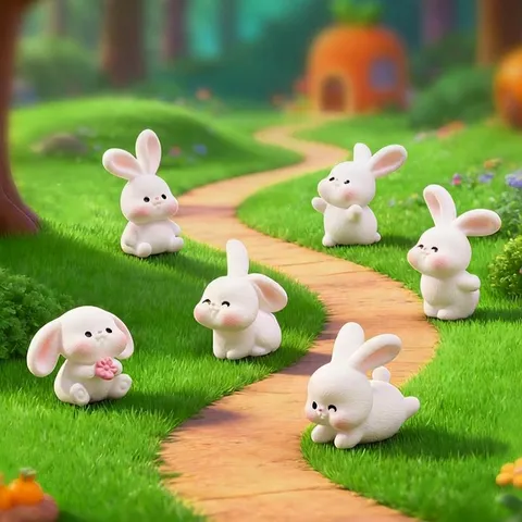 Miniatur Karikatur Große Ohren Hase Harz Figur Süße Tier Statue Für Mikrolandschaft DIY Garten Deko Auto Tisch Ornament