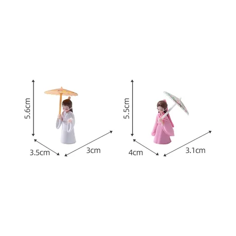 Micro Paesaggio Stile Antico Cinese Coppia Con Ombrello PVC Figure Decorazione Per Giardino Delle Fate Auto Fai-Da-Te