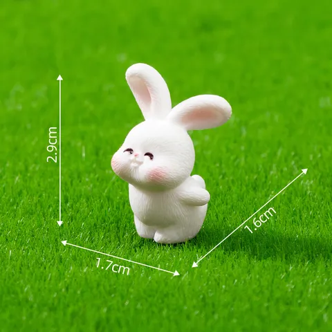 Miniature Cartoon Big Ear Rabbit Resin Figurine Cute Animal Statue For Micro Landscape DIY Garden Decoration Car Desk Ornament