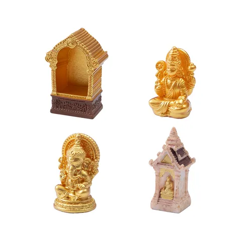Sanctuaire Indien D or D asie Du Sud Est Ganesha Figurine Miniature En Résine Ornements Pour Voiture Bureau Maison Décoration Accessoires
