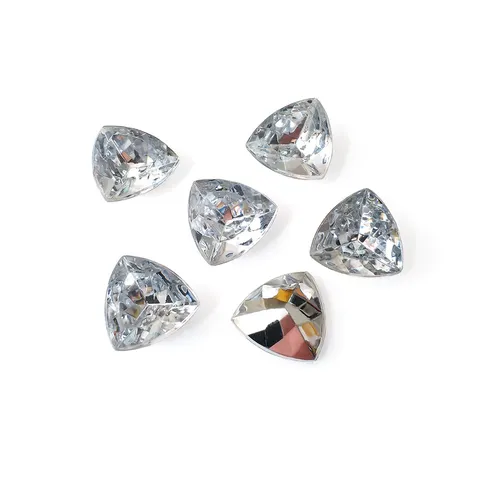 White Fat Triangle Acrylic Rhinestones Pointed Bottom DIY Craft Crystals For Phone Cases Shoes Garments Accessories