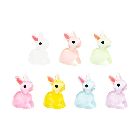 Luminous Resin Rabbit Figurines Glow In The Dark Bunny Miniatures For DIY Micro Landscape Garden Terrarium Desk Decor