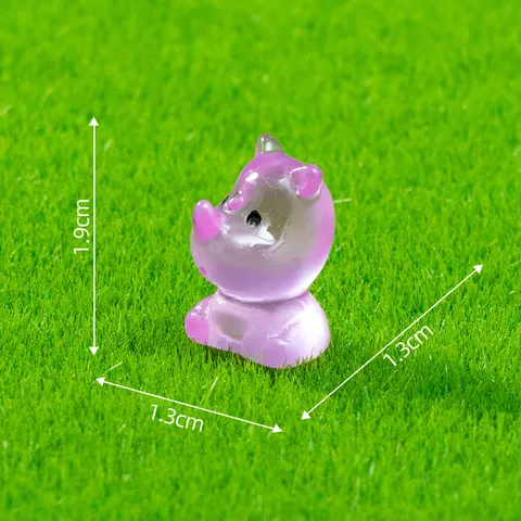 Cute Luminous Rhinoceros Miniature Figurine Resin Craft Glow In The Dark Mini Animal Statue For Micro Landscape DIY Garden Car Ornament