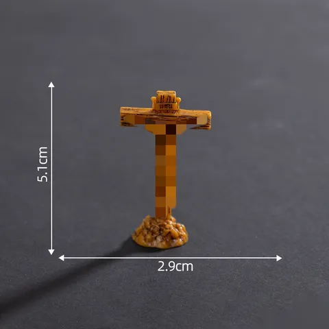 Mini Figura de Cruz de Resina para Micro Paisaje DIY Decoración de Escritorio Estatua de Cruz Retro Pintada Adorno de Regalo