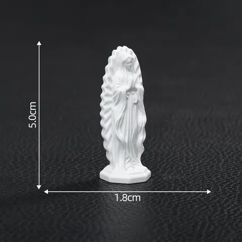 Miniature Resin Virgin Mary Statue Religious Figurine Micro Landscape DIY Accessories White Desktop Ornaments Collectible Statue Home Decor