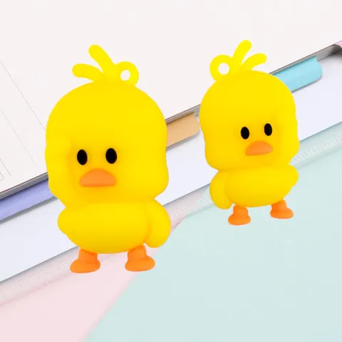 Cute Cartoon Little Yellow Duck PVC Soft Rubber Keychain Bag Pendant DIY Craft Accessory