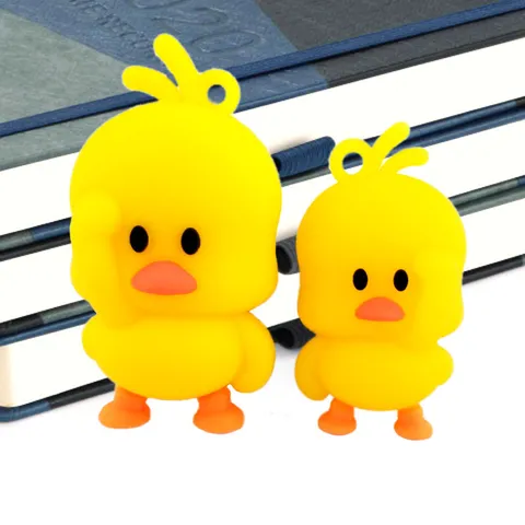 Cute Cartoon Little Yellow Duck PVC Soft Rubber Keychain Bag Pendant DIY Craft Accessory