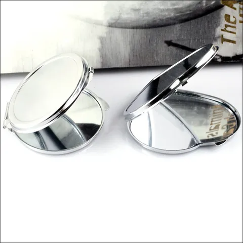 Portable Stainless Steel Makeup Mirror Mini Folding Compact Double Sided Pocket Mirror Round Square Heart Oval Makeup Tool