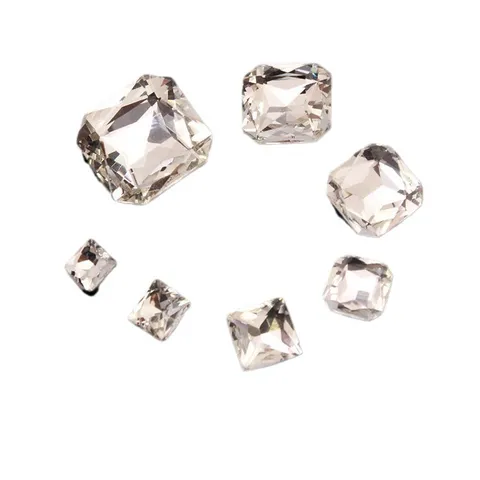 Diamantes de Imitación de Cristal de Vidrio Blanco Parte Posterior Plana Multi Facetados Piedras para Decoración de Manualidades DIY