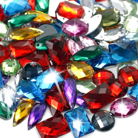 Acrylic Flatback Sew On Rhinestones Crystal Gemstones For DIY Wedding Dress Garment Craft
