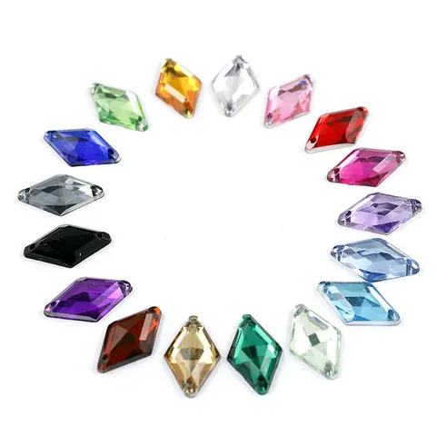 Acrylic Rhinestone Rhombus Sew On Gems Crystal Stones For DIY Clothes Wedding Dress Shoes Garment Trims Crafts Sewing