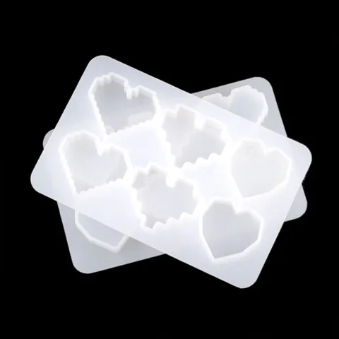 DIY Pixel Heart Silicone Mold Epoxy Resin Casting Mold Craft Mold Handmade Pendant Desktop Ornament Making Tool