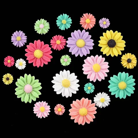 Resin Daisy Flower Flatback Cabochons Small Sunflower Resin Charms DIY Phone Case Hair Accessories Craft Decoration