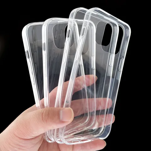 Clear TPU PC Phone Case For iPhone 14 13 12 11 Pro Max XR X Protective Transparent Back Cover DIY Jewelry Material