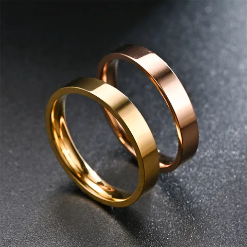 Anneau Lisse Surface Miroir en Acier Inoxydable Minimaliste Alliance Bijoux Couple Unisexe