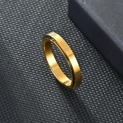 Bague Spinner en Acier Inoxydable pour Hommes Femmes Soulagement Stress Anxiété Bande Rotative Or Argent Noir Bijoux
