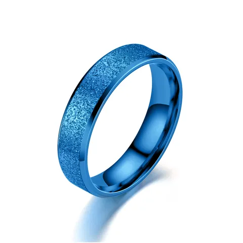 Bague Minimaliste en Acier Inoxydable Givré pour Hommes Femmes Sablé Double Bord Biseauté Bague de Doigt Empilable Alliance Accessoire Bijoux