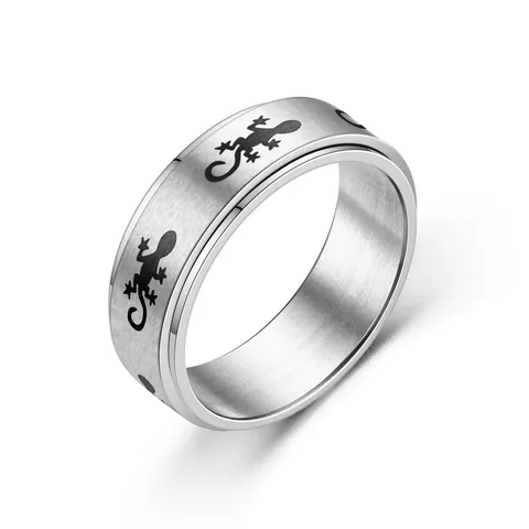 Bague Spinner en Acier Titane Pour Soulagement Anxiété Stress Gravé au Laser Dinosaure Animal Motif Style Punk Occidental Bague Spinner Pour Unisexe Quotidien Bijoux Cadeau