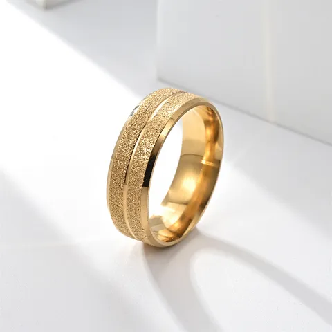 Anillo Minimalista de Acero Inoxidable Esmerilado para Hombre Mujer Línea de Ranura Única Borde Pulido Anillo de Banda Joyería de Moda