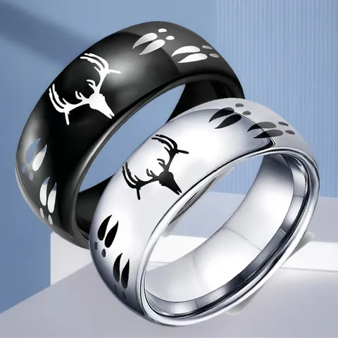 Bague Tête De Cerf En Acier Inoxydable Pour Hommes Femmes Anneau Punk Biker Bijoux De Mode Galvanisés