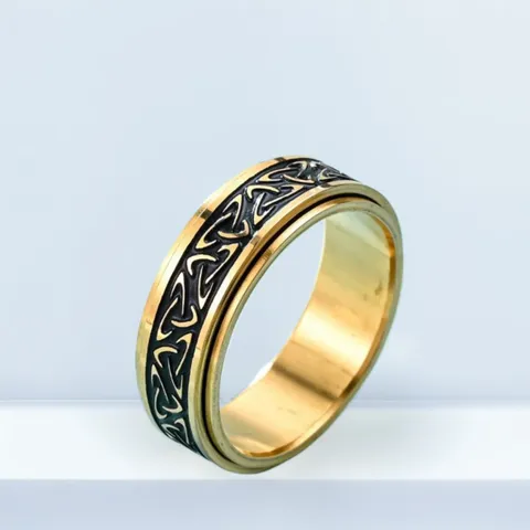 Bague Rotative Rétro en Acier Inoxydable Unisexe Électroplaqué Géométrique Lettres Vikings Nœud Celtique Bijoux Cadeau Bague
