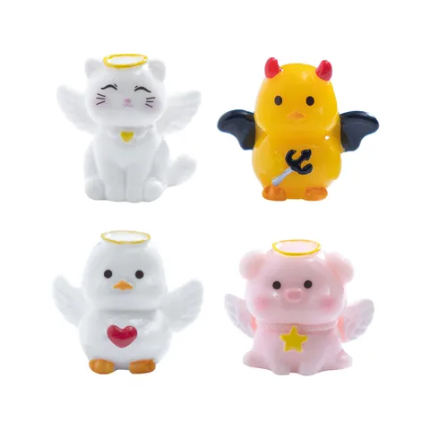 Miniature Resin Angel Figurines Cute Pig Cat Duck Animal Statues For Micro Landscape DIY Decoration Desktop Ornaments Home Decor