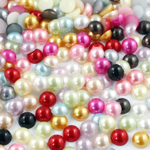 Imitation Pearl Half Round Mixed Color Beads DIY Craft Accessories For Phone Beauty And Hair Decoration Jewelry Making