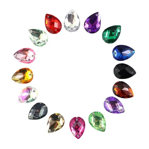 Acrylic Flatback Rhinestones Sew On Drop Shape Rhinestone Gems For DIY Wedding Dress Garment Craft Accessories