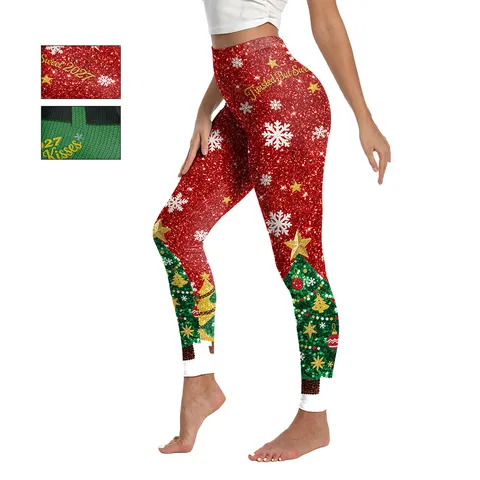 Leggings de Noël pour Femmes Impression Numérique 3D Taille Haute Galbant Yoga Pantalon Fête Festive Coupe Ajustée Bottom