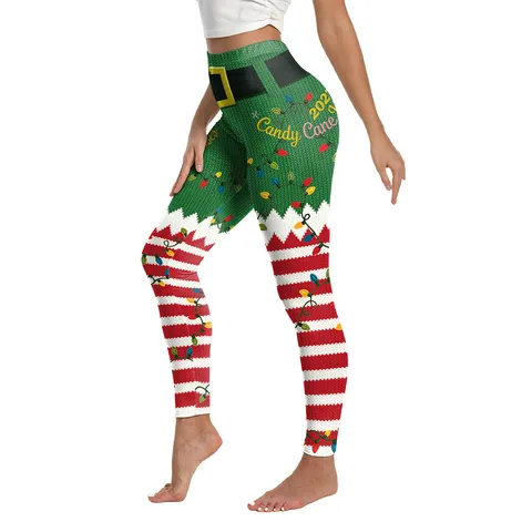 Leggings de Noël pour Femmes Impression Numérique 3D Taille Haute Galbant Yoga Pantalon Fête Festive Coupe Ajustée Bottom
