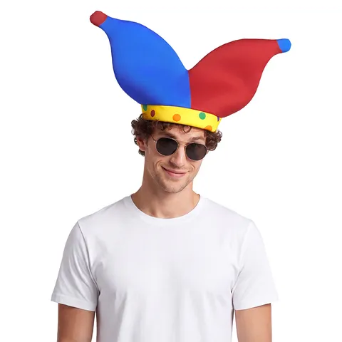 Polyester Polka Dot Clown Hat Halloween Party Cosplay Costume Prop Novelty Funny Headpiece Stage Performance Hat Unisex