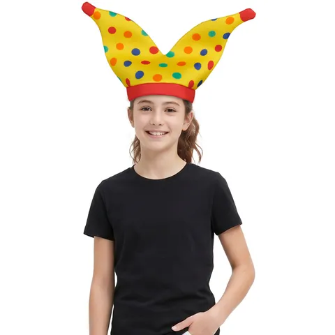 Polyester Polka Dot Clown Hat Halloween Party Cosplay Costume Prop Novelty Funny Headpiece Stage Performance Hat Unisex