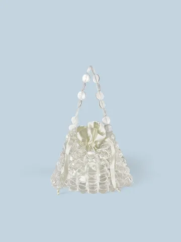 Borsa a Mano in Acrilico Perlinato da Donna Borsa con Manico Superiore in Rete Traforata Vintage Retro Piccola Borsa Abbinamento Quotidiano