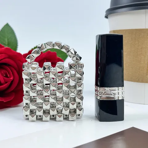 Mini Handbag Bag Charm Keychain Creative Metal Studded Purse Pendant Cute Key Ring Fashion Bag Accessory