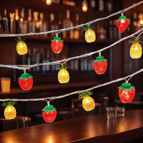 LED Fruit String Lights Strawberry Pineapple Pattern Warm Atmosphere Hanging Decor Lamp For Bedroom Party Home Festival