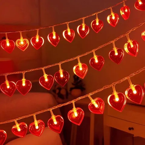 LED Heart String Lights Romantic Red Love Shaped Night Fairy Light For Valentine Proposal Garden Bedroom Decor Party Supplies