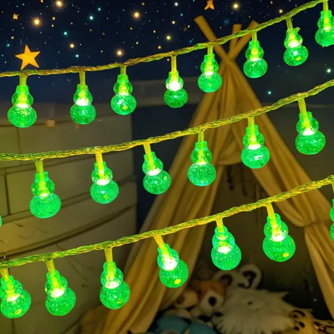 LED Gourd String Lights Waterproof Solar Battery USB Fairy Lights For Garden Camping Party Decor
