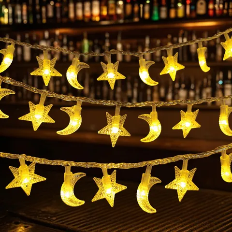 Led Star Moon String Lights Waterproof Battery Operated Fairy Lights For Children Room Holiday Party Wedding Garden Atmosphere Lighting