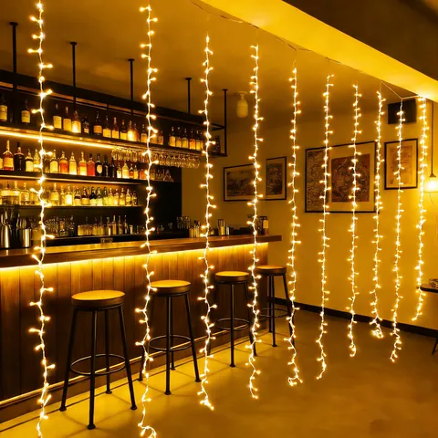 LED Waterfall Curtain Light Fairy String Lights For Bedroom Balcony Christmas Party Decor Flowing Water Effect Warm White Multicolor Lights