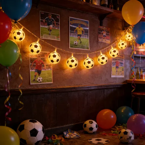 LED Football String Lights Acrylic Soccer Shape Fairy Lights Battery USB Operated For World Cup Bar Party Room Decor