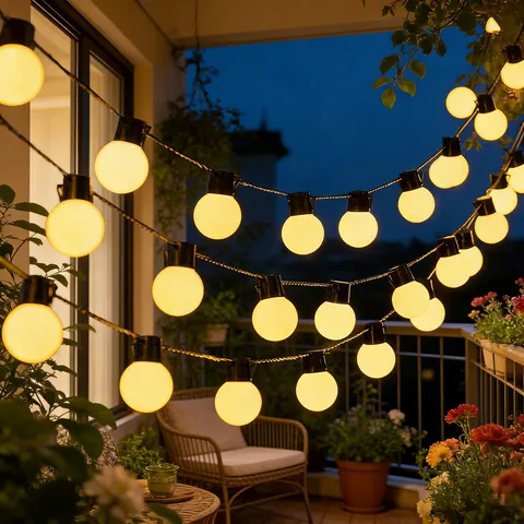 G50 LED Globe String Lights Solar Powered Remote Control Waterproof Outdoor Decorative Lighting For Camping Garden Patio Party