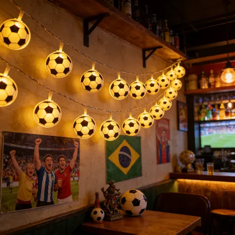 LED Football String Lights Acrylic Soccer Shape Fairy Lights Battery USB Operated For World Cup Bar Party Room Decor