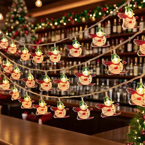 LED Christmas Snowman Solar String Lights Outdoor Fairy Lights For Holiday Party Garden Decorative Lights
