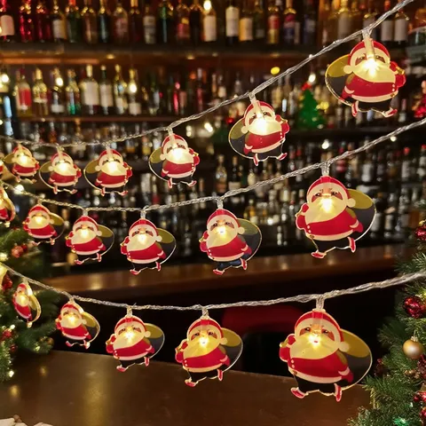 LED Santa Claus String Lights Battery Operated Christmas Fairy Lights For Holiday Party Bar Room Decor Christmas Decorations