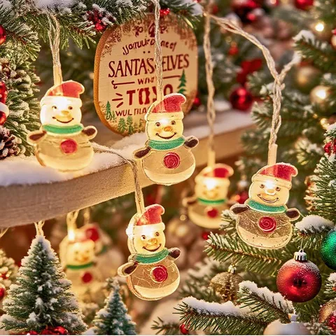 LED Christmas Snowman String Lights Solar Battery USB Powered Fairy Lights For Outdoor Garden Patio Party Decor