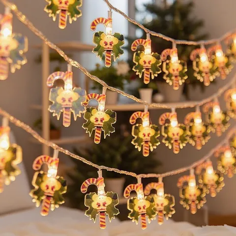 Luces LED de Bastón de Navidad Guirnalda de Papá Noel Lámpara de Atmósfera Batería USB Para Decoración de Fiesta Navidad Habitación Bar Dormitorio