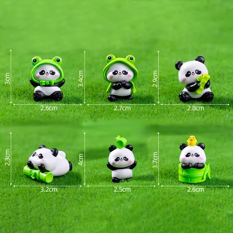 Mini Cute Panda Frog Resin Figurine Micro Landscape Ornament Desktop Car Decor DIY Craft Toy Miniature Animal Statue
