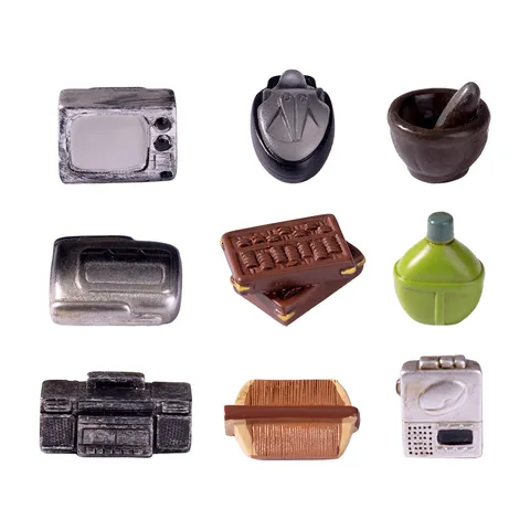 Vintage Nostalgic Miniature Ornaments Resin Retro TV Sewing Machine Model Dollhouse DIY Micro Landscape Desk Decor Accessories For Home Room Office