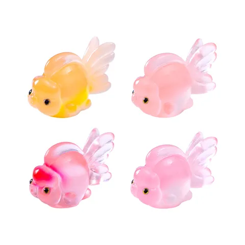 Luminous Glow Miniature Resin Koi Fish Figurines Cartoon Miniature Ornament Colorful Goldfish Micro Landscape Ocean DIY Accessories Craft