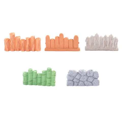 Miniature Resin Fence Model Creative Landscape Garden Ornaments DIY Miniature Craft Fences Wooden Bamboo Stone Appearance Miniature Picket Fences Decor Accents
